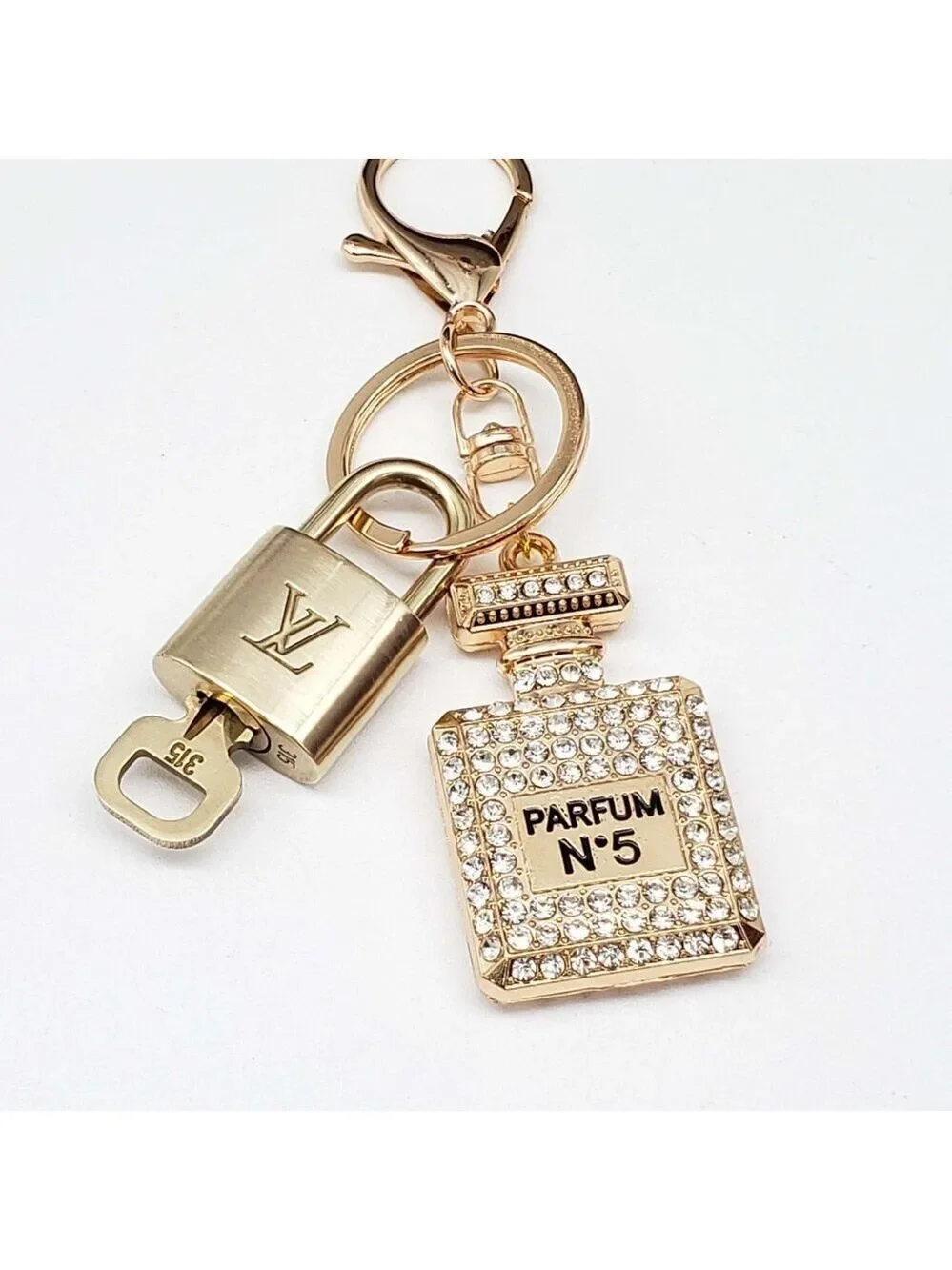 Authentic Louis Vuitton Gold Lock 🔒 Keychain Bag Unbranded N5 Bottle Charm LV